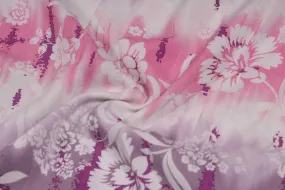 Light Pink & Light Purple Floral Printed Rayon Fabric