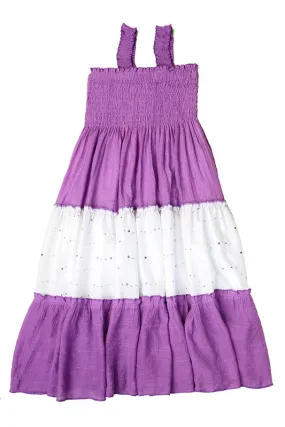 Light Purple Girls Soft Cotton Bold Color Maxi Dress