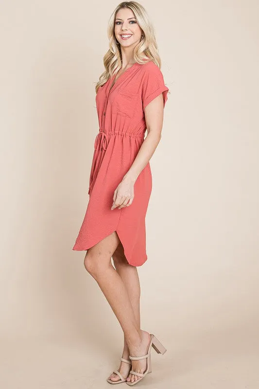 Light Red Summer Button Down Dress