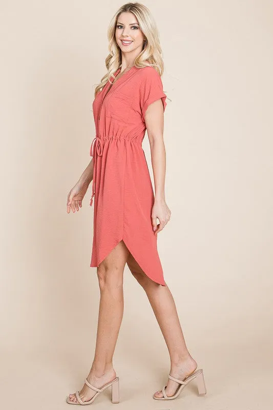 Light Red Summer Button Down Dress