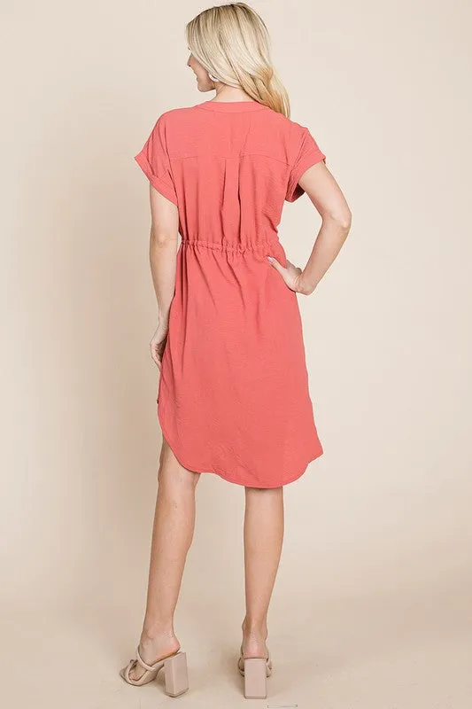 Light Red Summer Button Down Dress