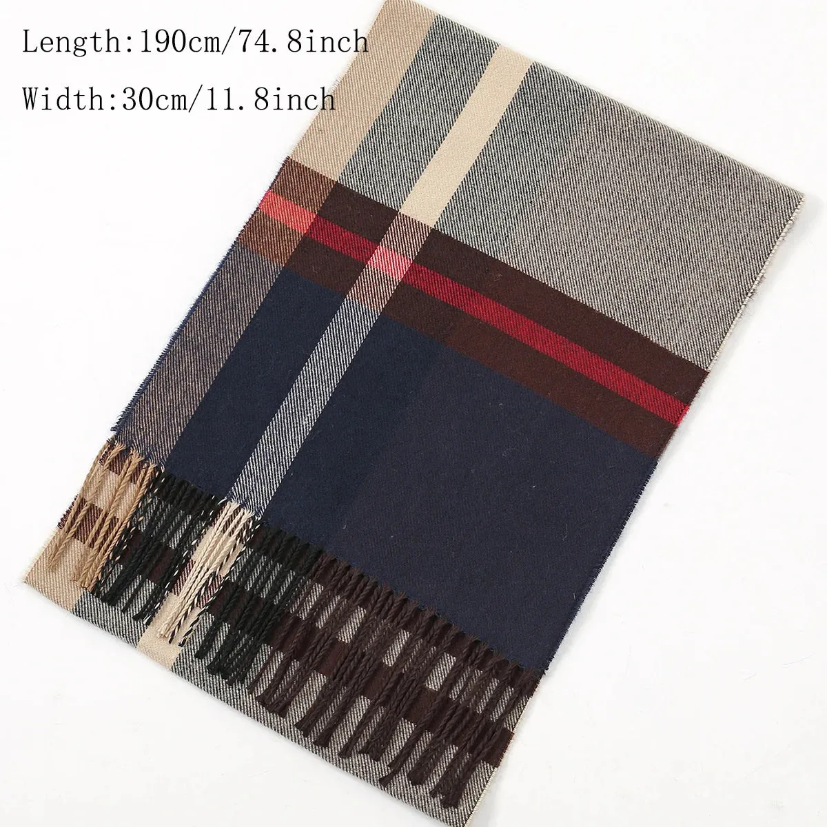 Luxury Plaid Print Warm Travel Cashmere Winter Pashmina Long Casual Scarf