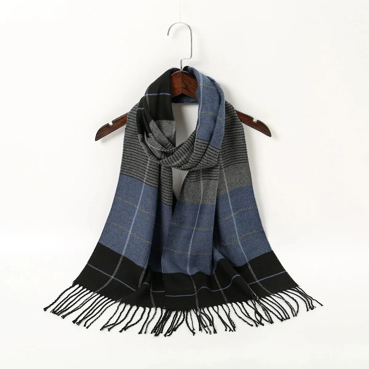 Luxury Plaid Print Warm Travel Cashmere Winter Pashmina Long Casual Scarf