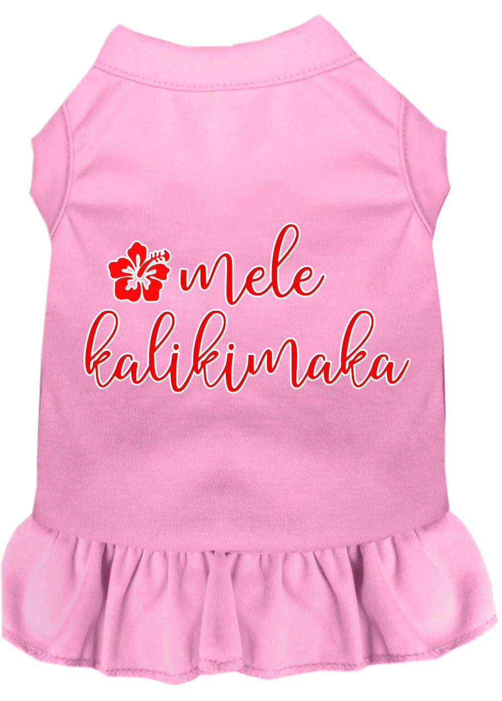 Mele Kalikimaka Screen Print Dog Dress Light Pink Lg