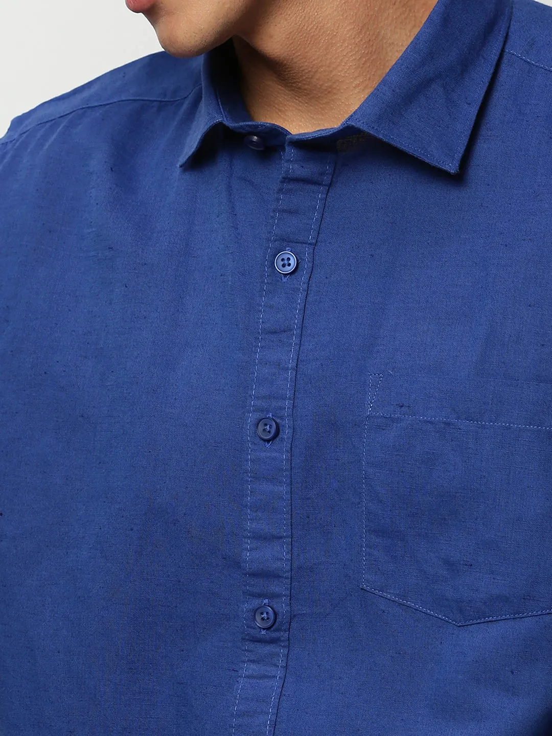 Men Blue Solid Casual Casual Shirts