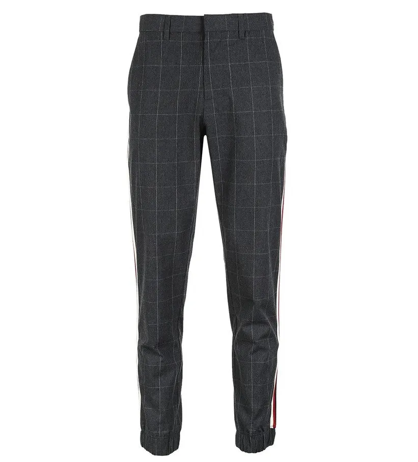 Men's Autumn Cotton Plaid Ankle-Tied Pants