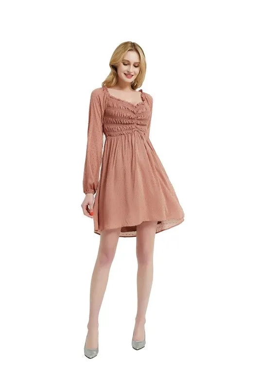 Mocha Formal Long Sleeve Dress