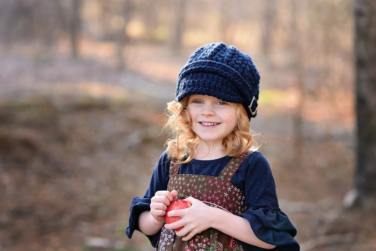 Navy blue buckle beanie winter hat