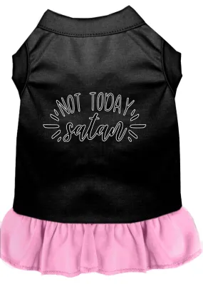 Not Today Satan Screen Print Dog Dress Black With Light Pink Xl (16)