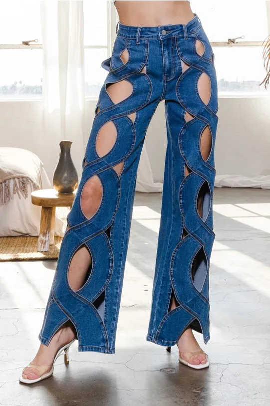 Pants - Denim Jeans with Destroyed Detail