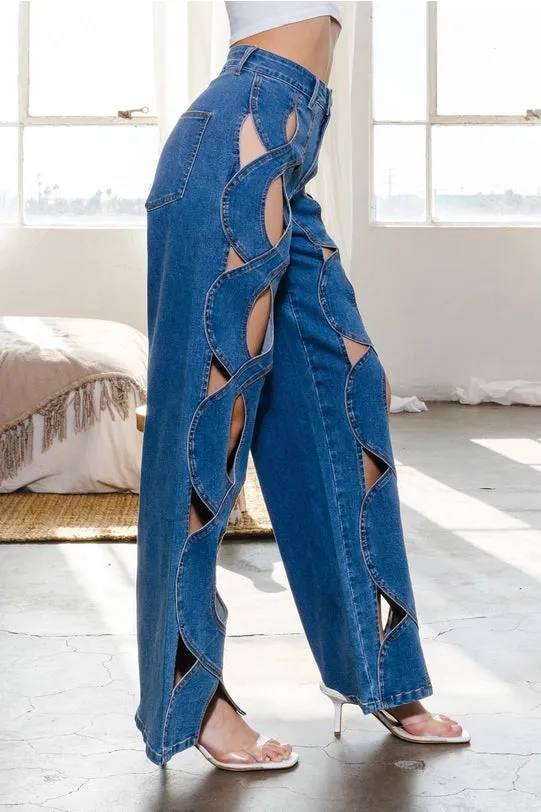 Pants - Denim Jeans with Destroyed Detail