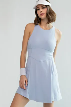 Pastel Blue Plus Size Butter Romper Dress With Keyhole