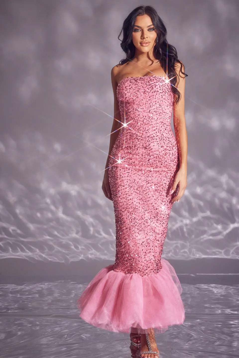 Pink Sequin Formal Dress