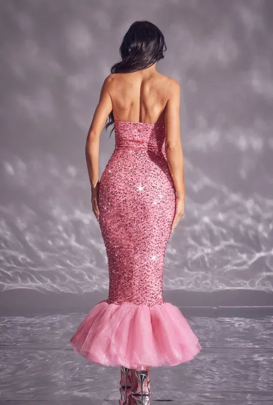 Pink Sequin Formal Dress