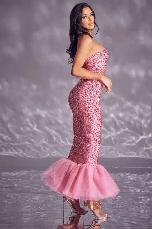 Pink Sequin Formal Dress