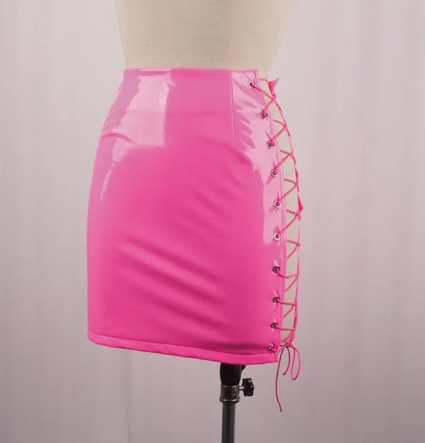 Provocative Slit Leather Skirt