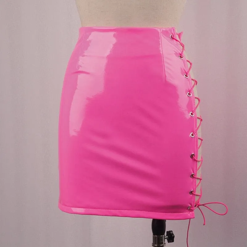 Provocative Slit Leather Skirt