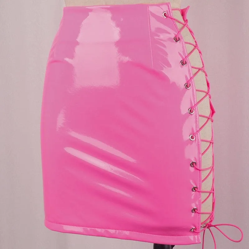 Provocative Slit Leather Skirt