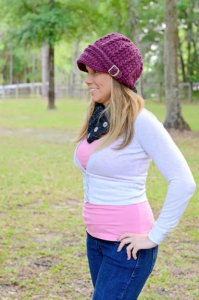 Purple plum buckle beanie winter hat