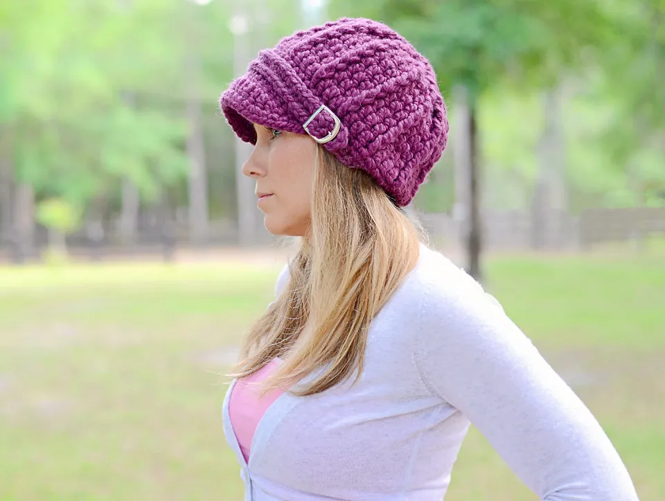 Purple plum buckle beanie winter hat