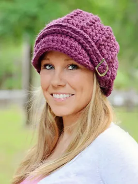 Purple plum buckle beanie winter hat