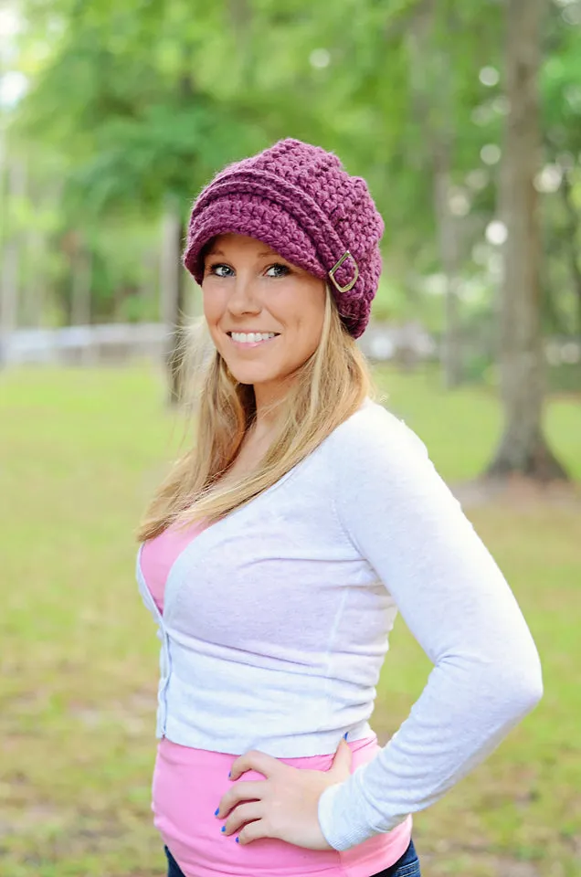 Purple plum buckle beanie winter hat