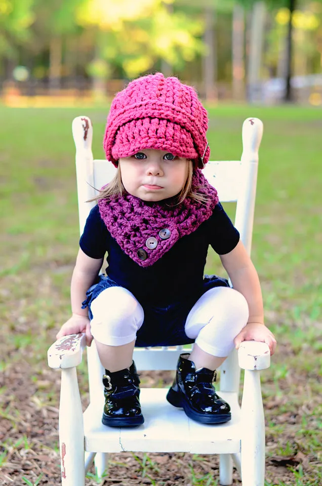 Raspberry pink buckle beanie winter hat