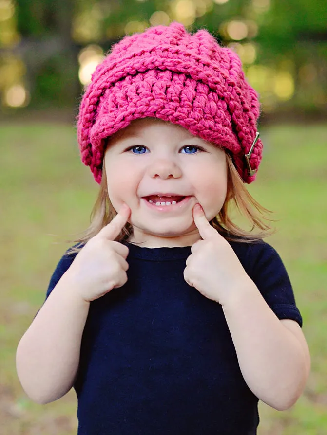 Raspberry pink buckle beanie winter hat