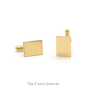 Rectangular Polished 14k Yellow Gold Cuff Links