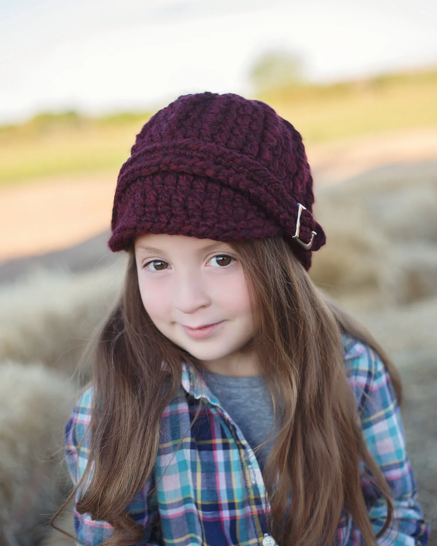 Red wine buckle beanie winter hat