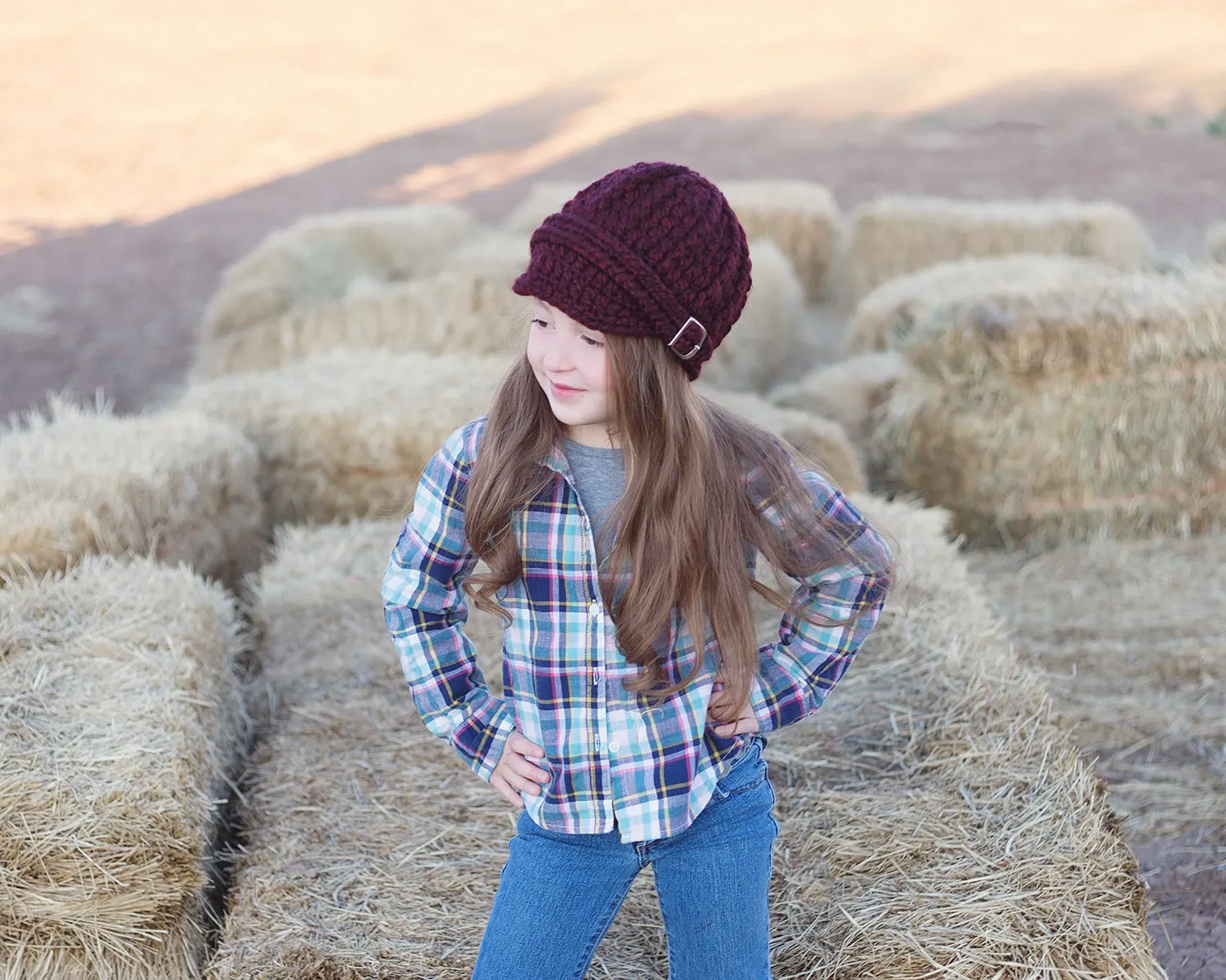 Red wine buckle beanie winter hat