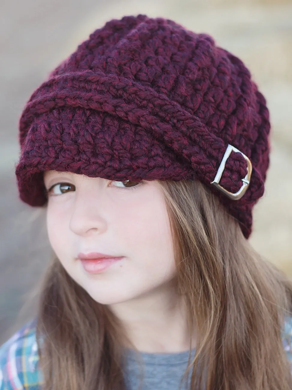 Red wine buckle beanie winter hat