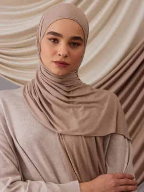 Ribbed Jersey Hijab Warm Sand