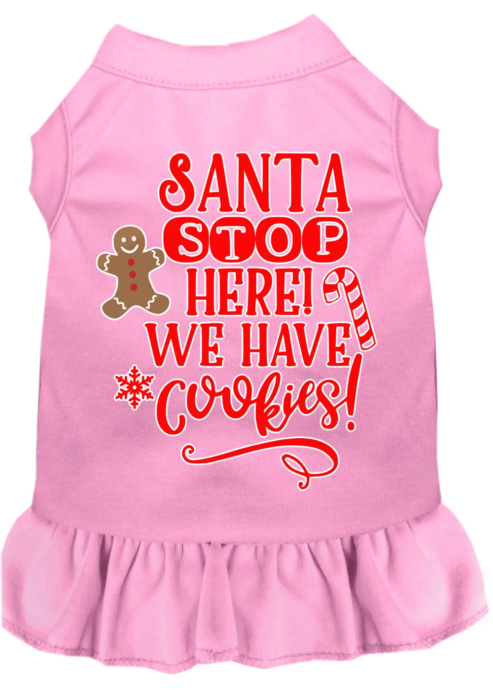 Santa, We Have Cookies Screen Print Dog Dress Light Pink Xxxl