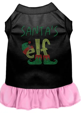 Santa's Elf Rhinestone Dog Dress Black With Light Pink Xs (8)