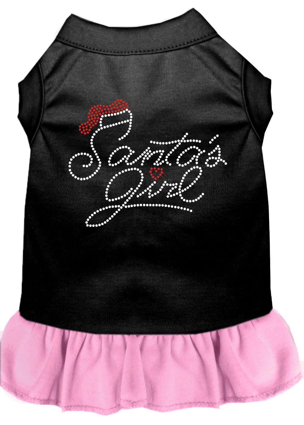 Santa's Girl Rhinestone Dog Dress Black With Light Pink Lg (14)