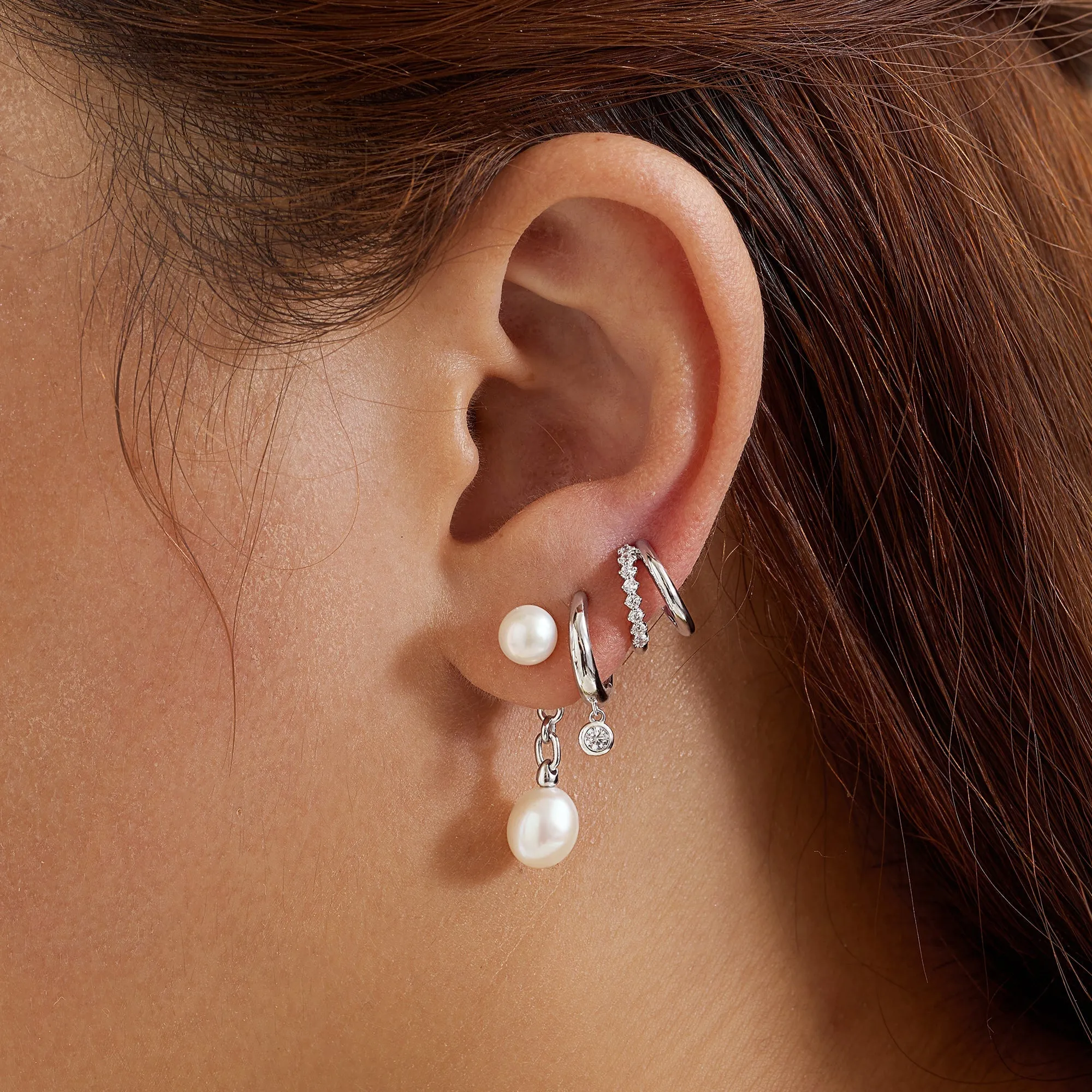 Silver Freshwater Pearl Stud Ear Jackets