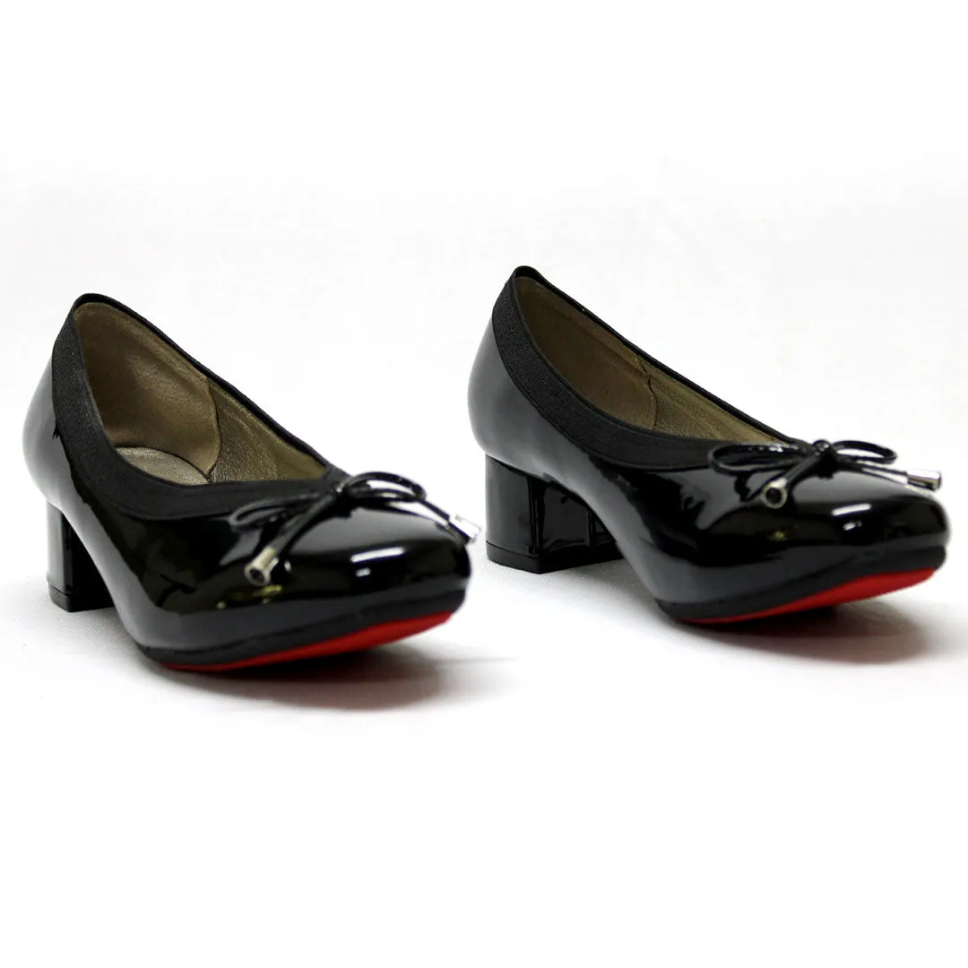 SOFTINO LADIES Red Bottom Black Shoe