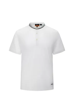 Stand Collar Mercerized Cotton Pique Polo