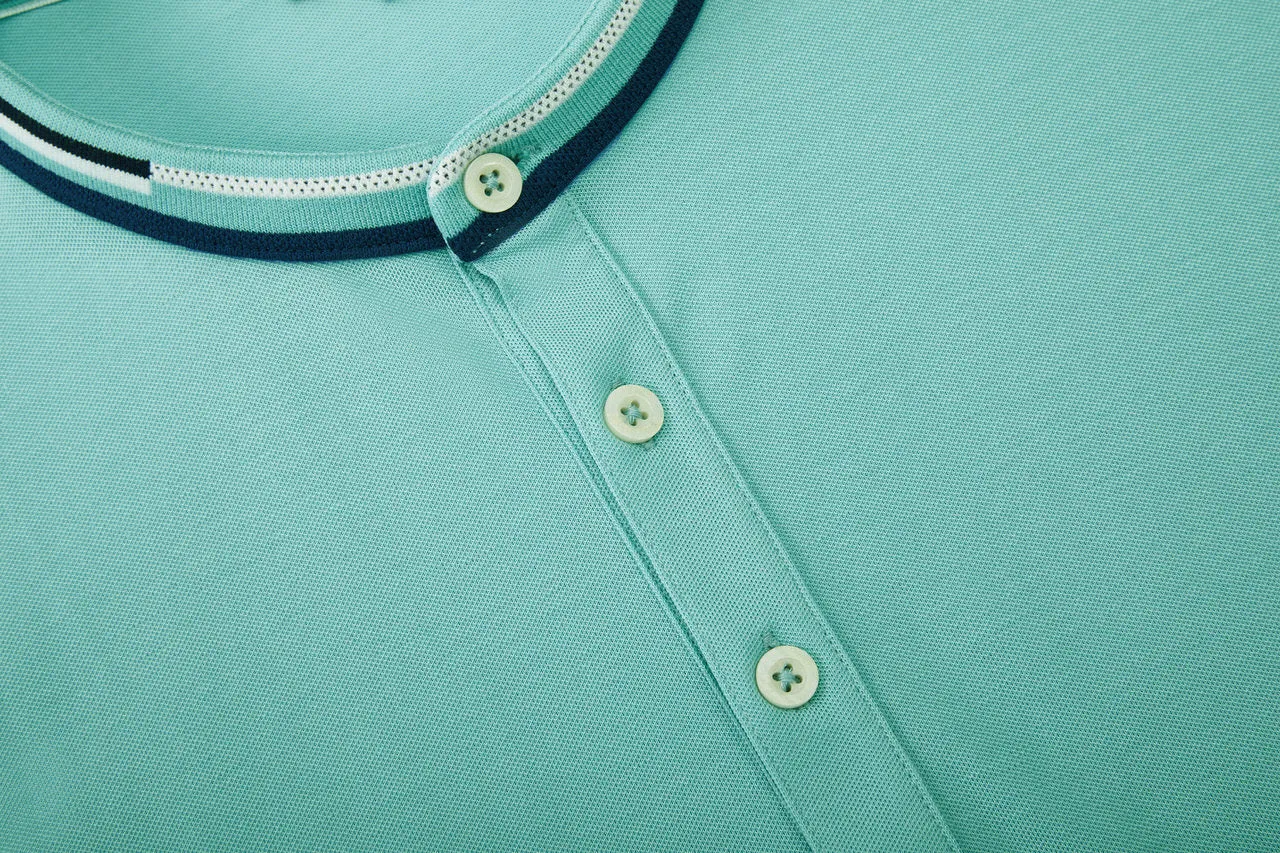 Stand Collar Mercerized Cotton Pique Polo