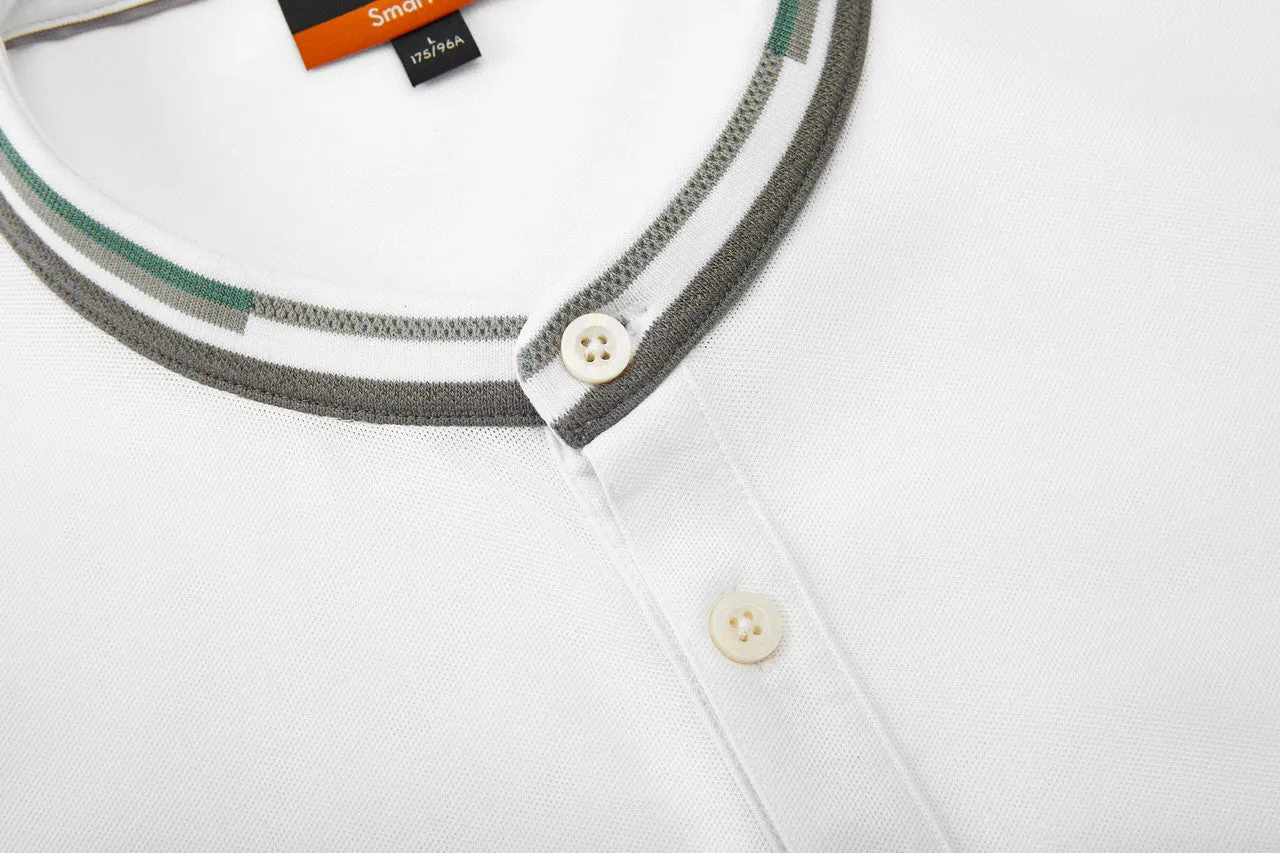 Stand Collar Mercerized Cotton Pique Polo