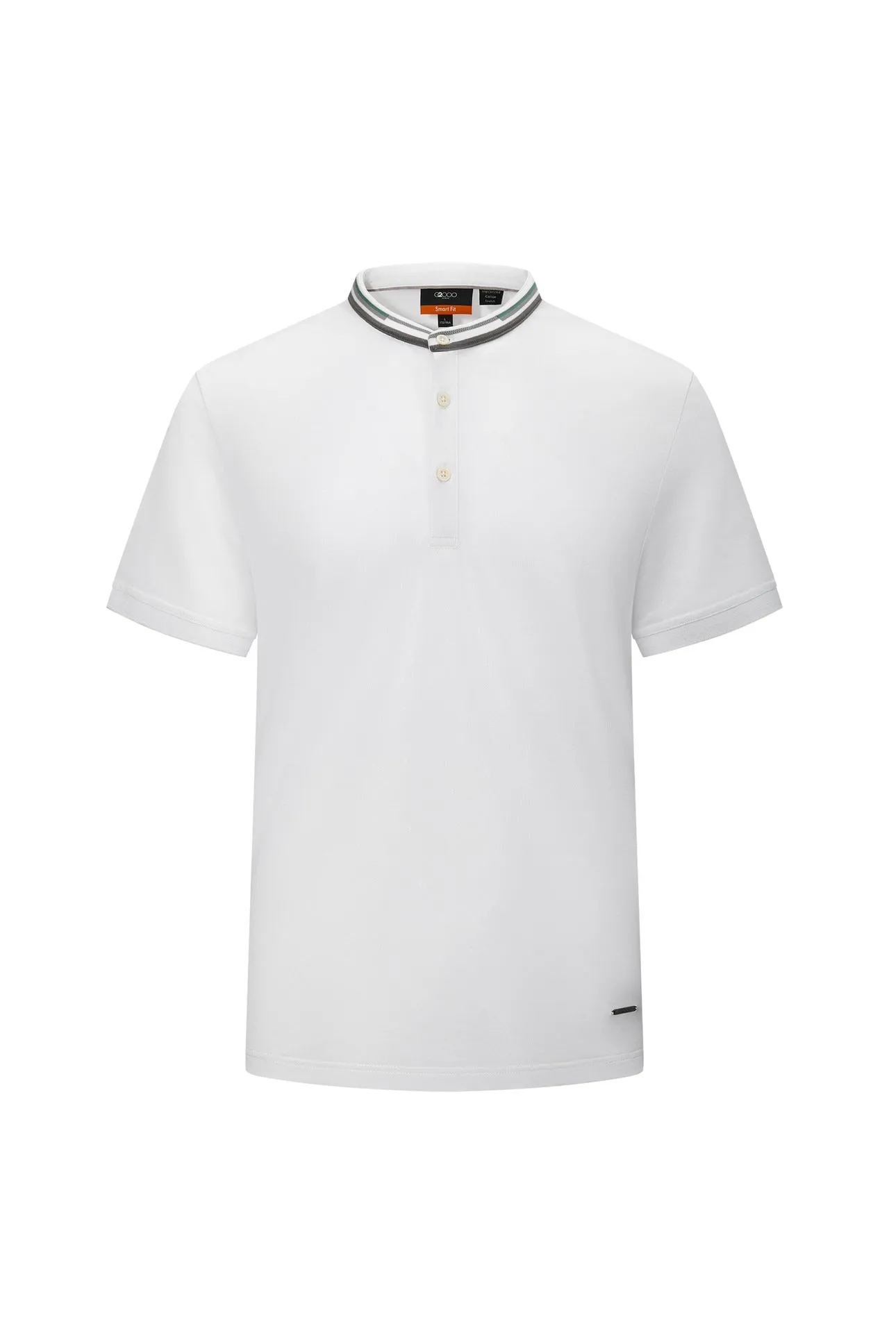 Stand Collar Mercerized Cotton Pique Polo