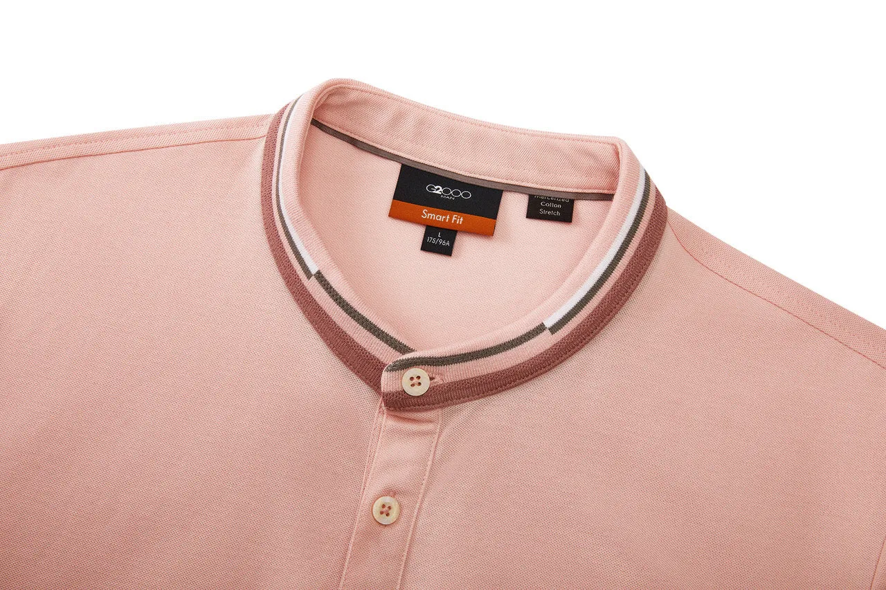 Stand Collar Mercerized Cotton Pique Polo