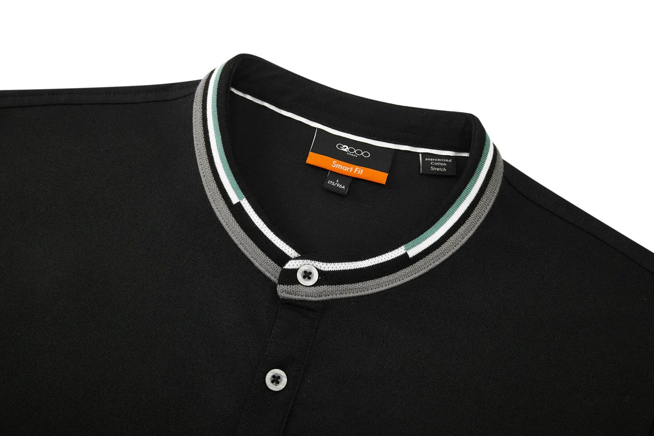 Stand Collar Mercerized Cotton Pique Polo