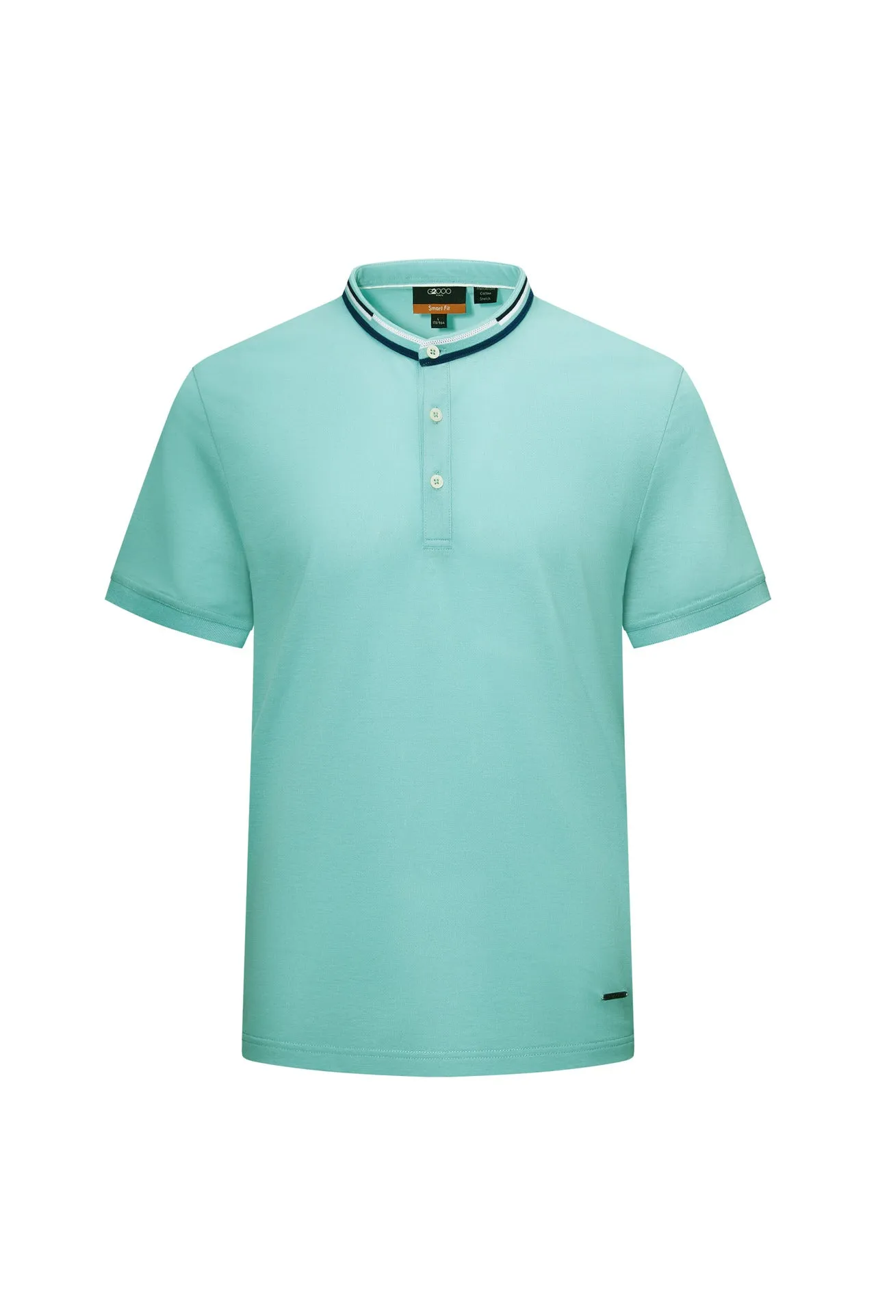 Stand Collar Mercerized Cotton Pique Polo