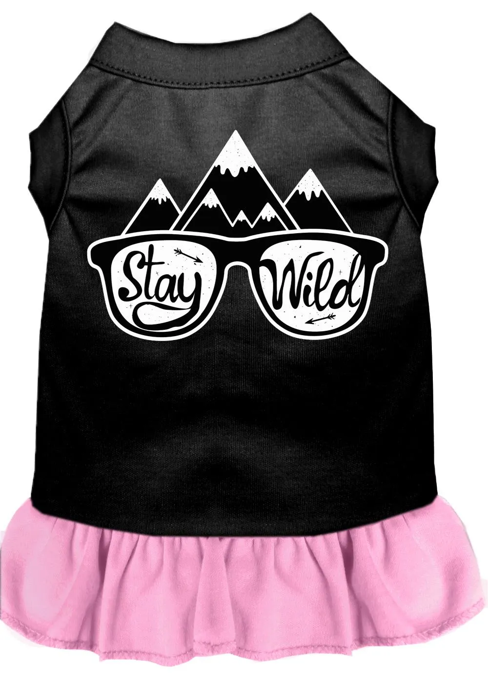 Stay Wild Screen Print Dog Dress Black With Light Pink Xl (16)