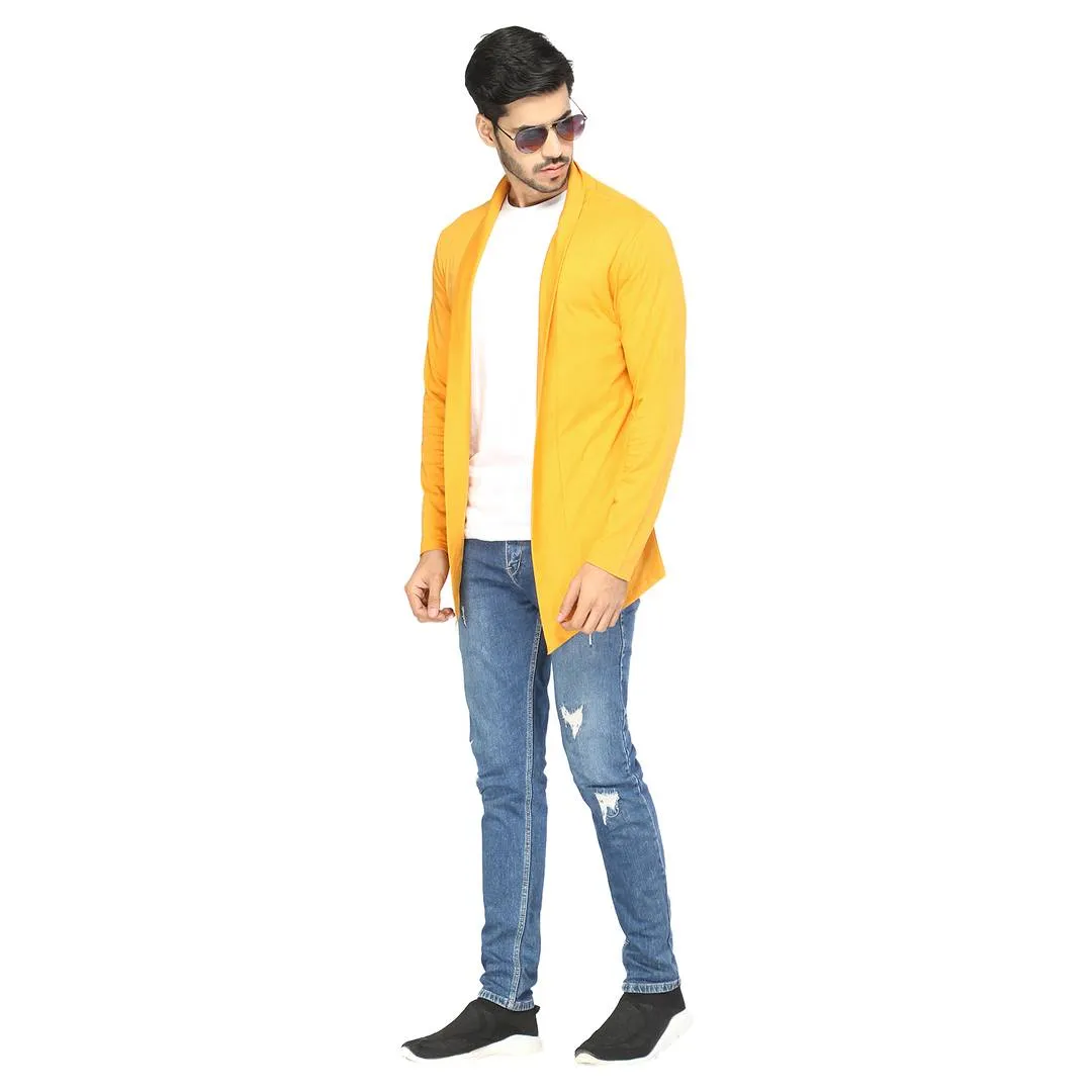 Stylish Yellow Cotton Solid Shrug For Men