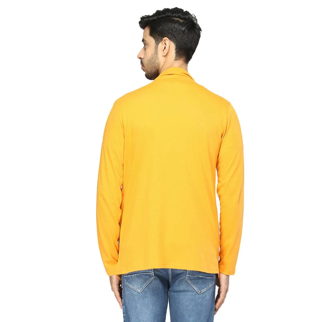 Stylish Yellow Cotton Solid Shrug For Men