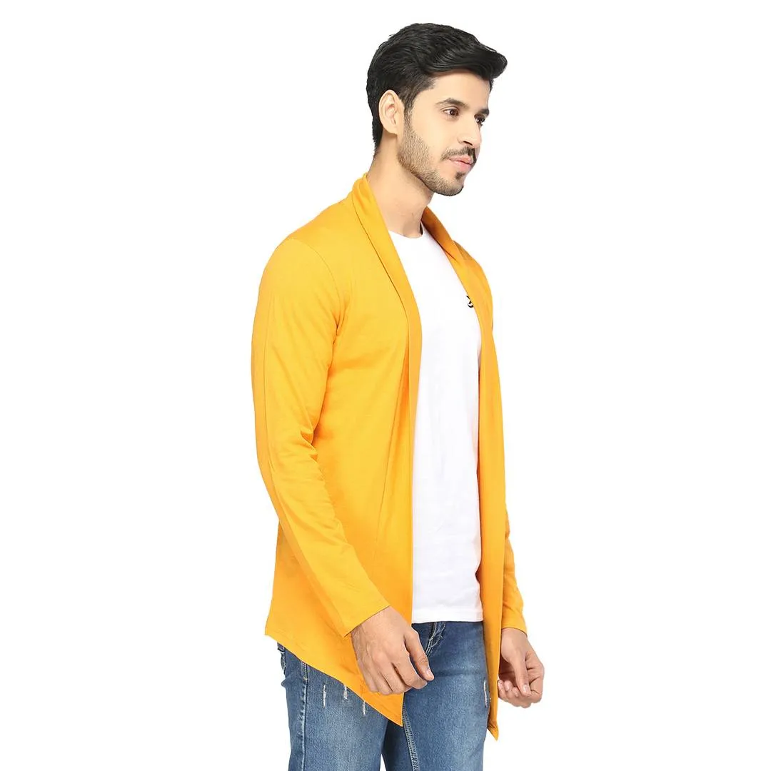 Stylish Yellow Cotton Solid Shrug For Men