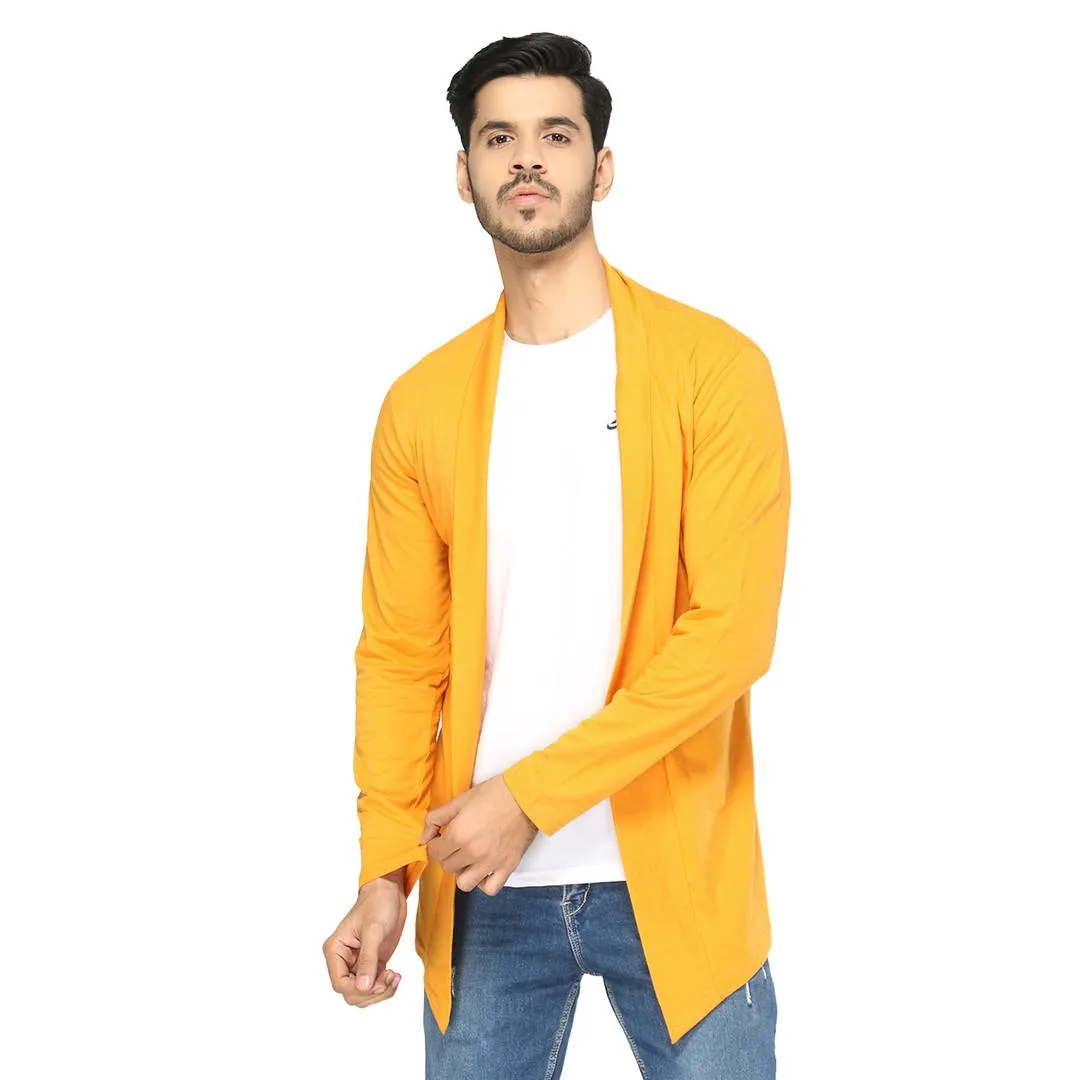 Stylish Yellow Cotton Solid Shrug For Men